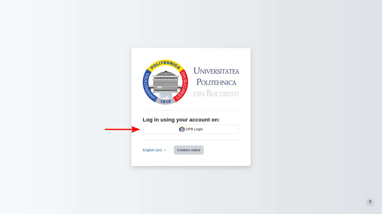 Pagină autentificare curs.upb.ro