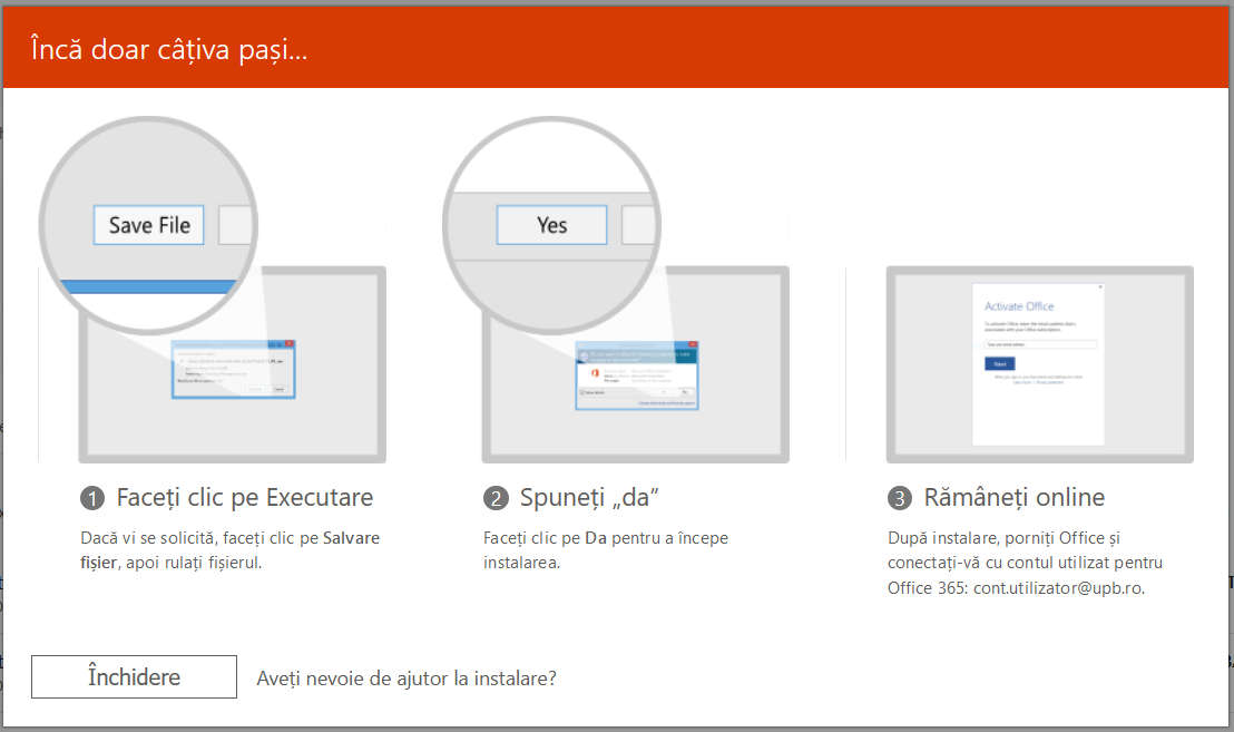 Instrucțiuni instalare Office