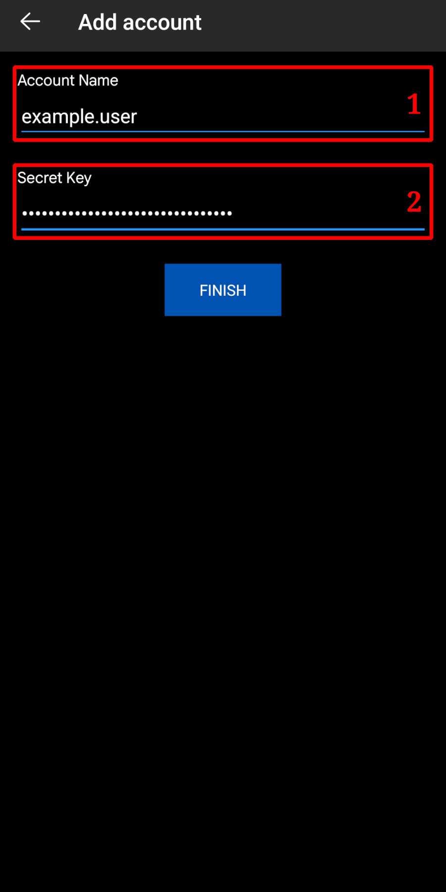Configurare manuală OTP în Microsoft Authenticator
