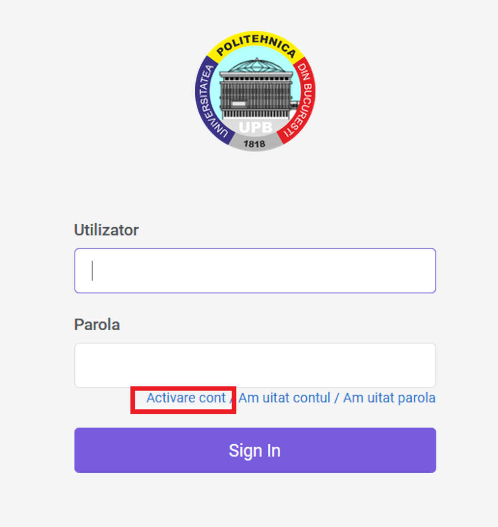 Pagină principală my.upb.ro