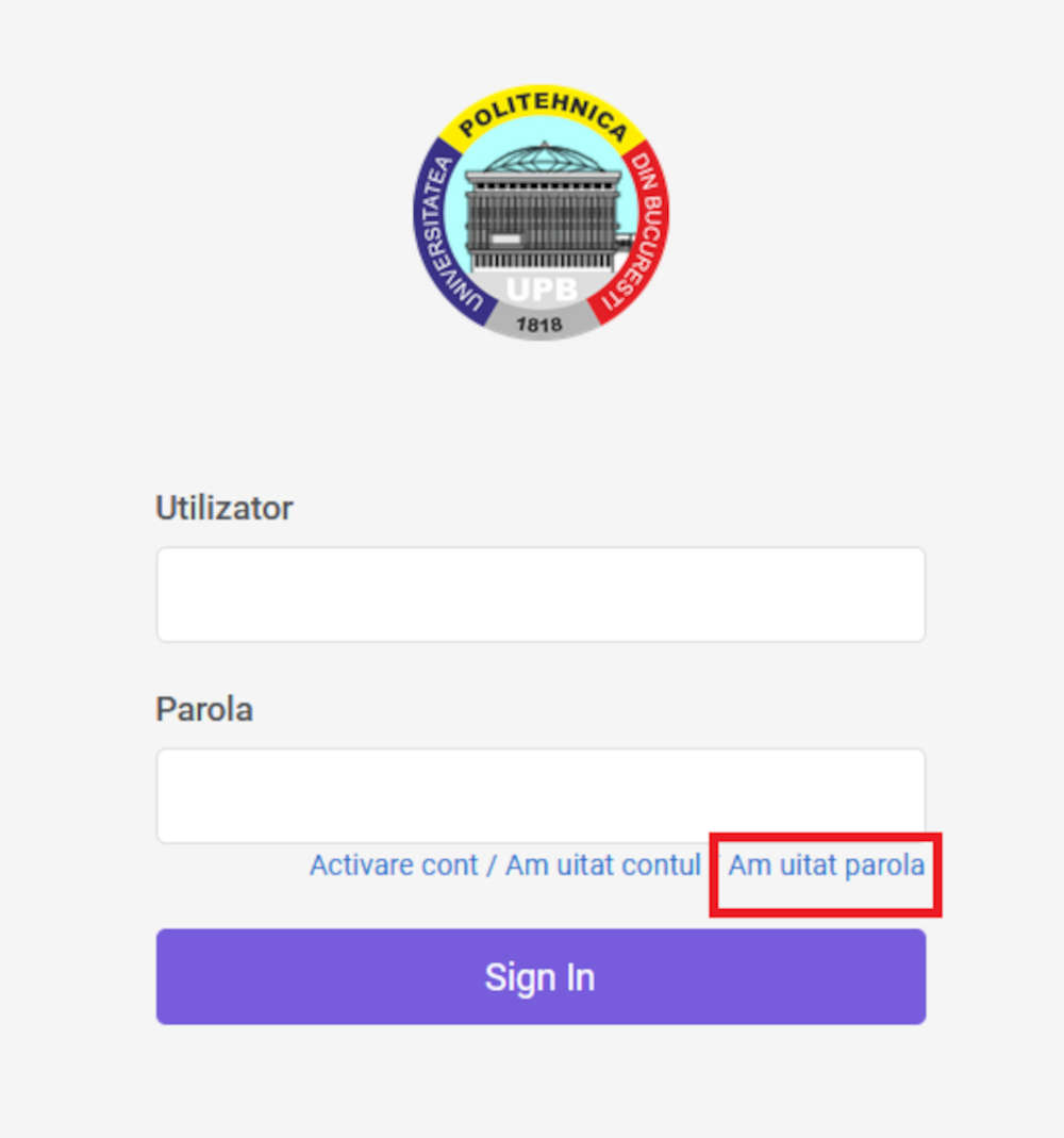 Pagină principală my.upb.ro