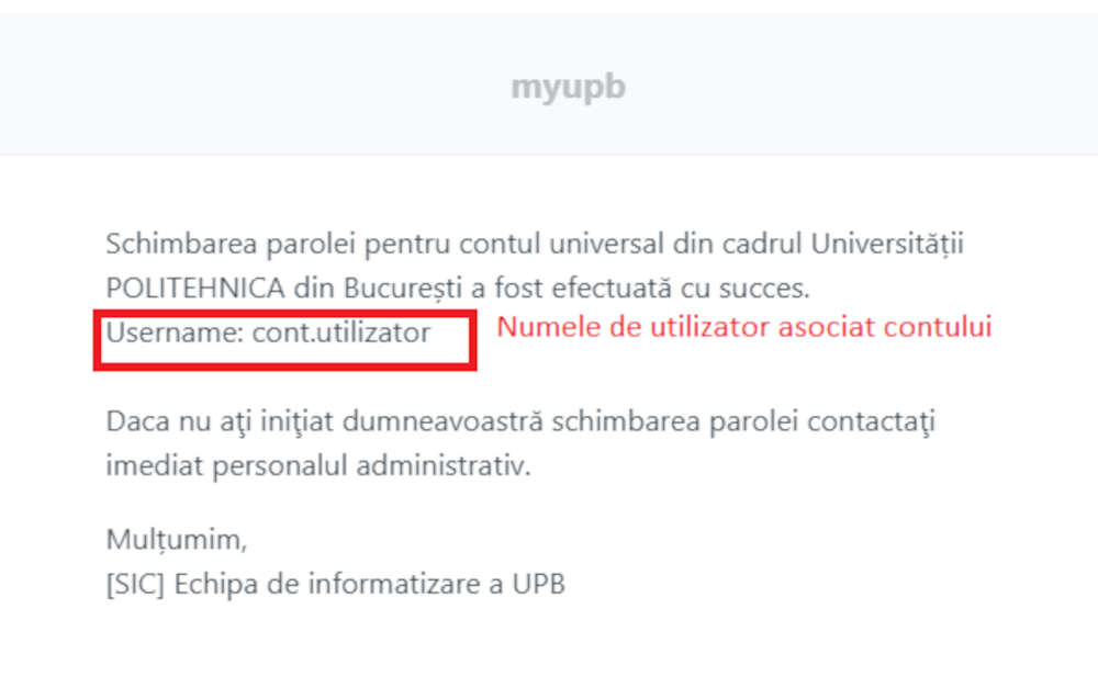 E-mail confirmare schimbare a parolei