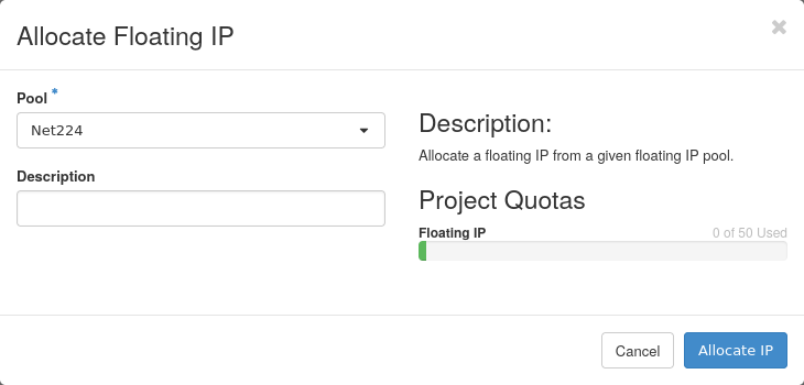 OpenStack Floating IP Creation