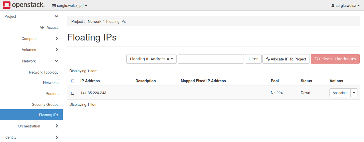 OpenStack Floating IP Setup