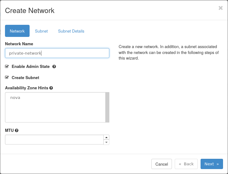 OpenStack Network Creation