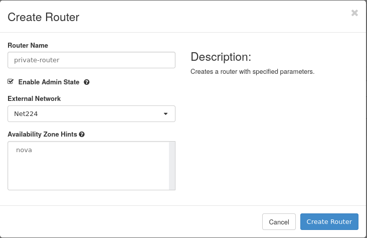 OpenStack Router Creation